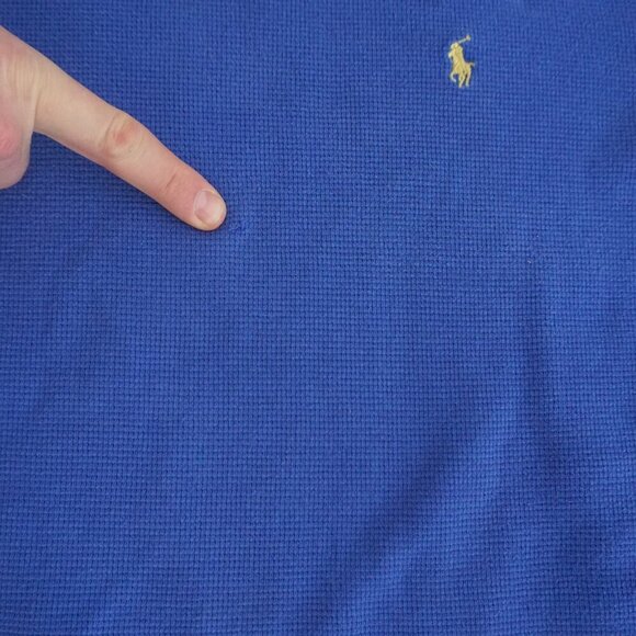 Polo Ralph Lauren Blue Waffle Knit Lightweight Long Sleeve Shirt Med - Picture 6 of 11